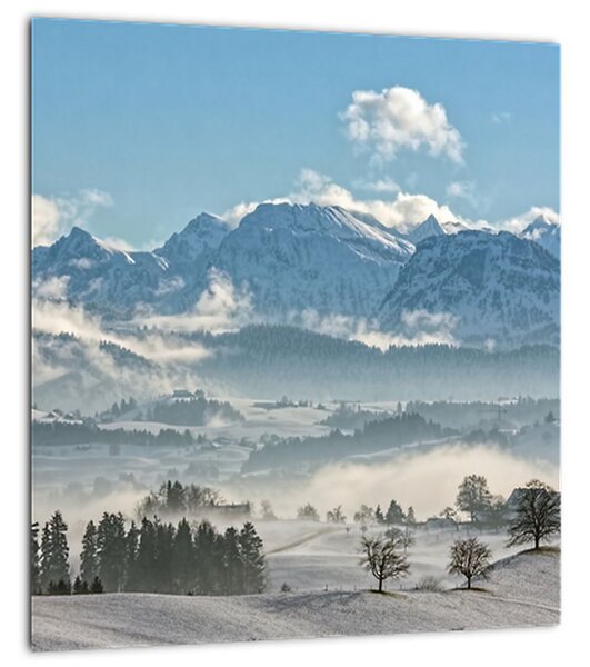 Obraz zasněžených hor (30x30 cm)