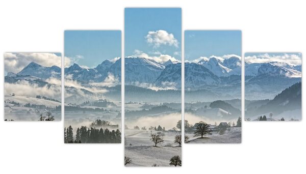 Obraz zasněžených hor (125x70 cm)