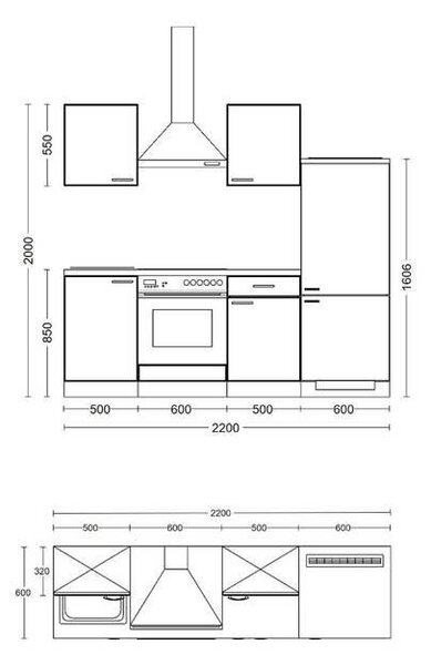 KUCHYŇSKÁ LINKA NANO 220 cm FlexWell - Online Only kuchyňské linky, Online Only