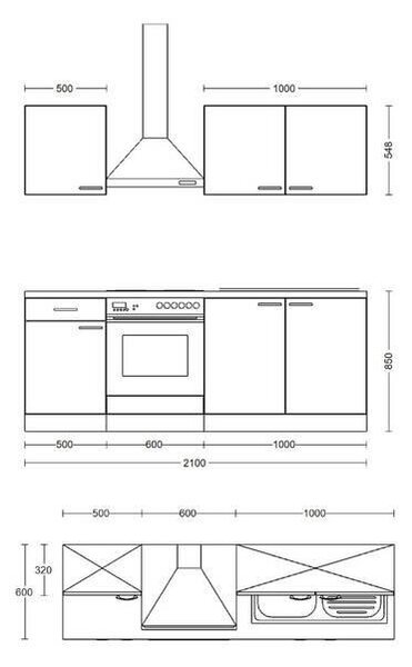 KUCHYŇSKÁ LINKA NANO 210 cm FlexWell - Online Only kuchyňské linky, Online Only