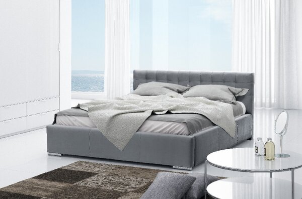 Čalouněná postel Soffio s úložným prostorem šedá 200 x 200