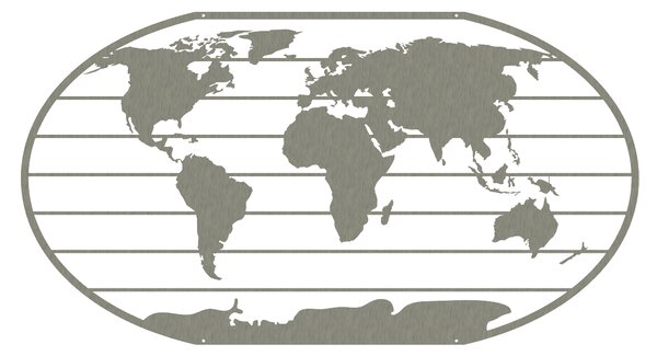 Obraz na zeď - mapa světa Velikost: 60 x 30 cm, materiál - vzhled: Broušená nerez