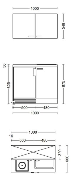MINIKUCHYNĚ NANO 100 100 cm FlexWell - Online Only kuchyňské linky, Online Only