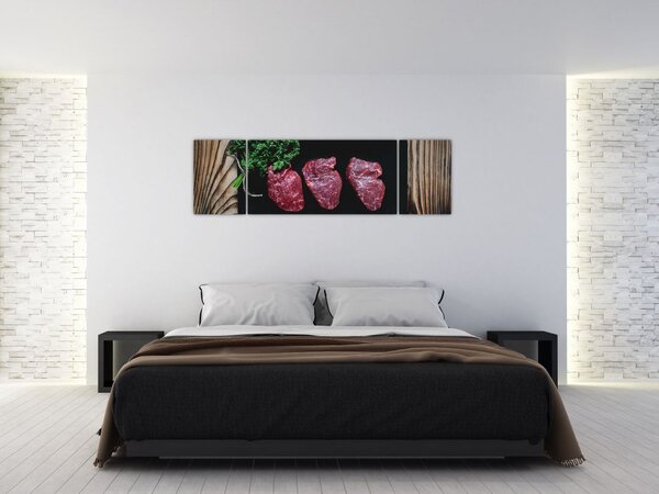 Obraz masa na talíři (170x50 cm)