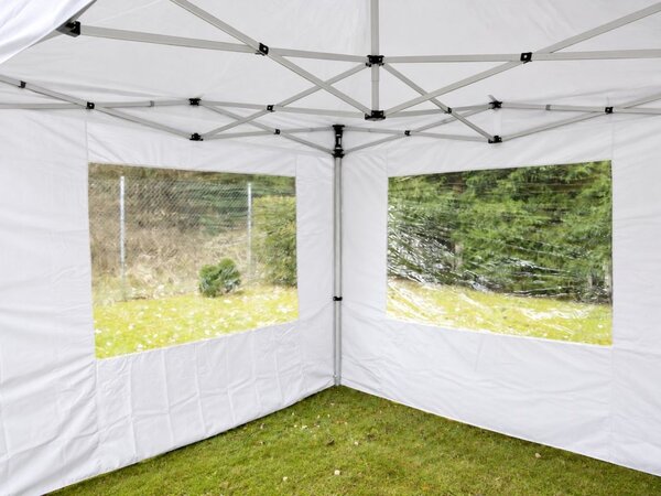 Nůžkový párty stan 3 × 6 m s bočními stěnami, bílý