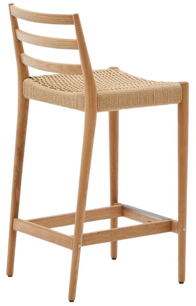 Kave Home Dubová barová židle Analy 70 cm s výpletem
