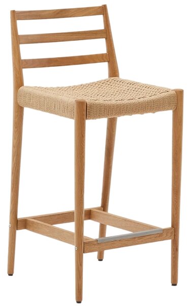 Kave Home Dubová barová židle Analy 70 cm s výpletem