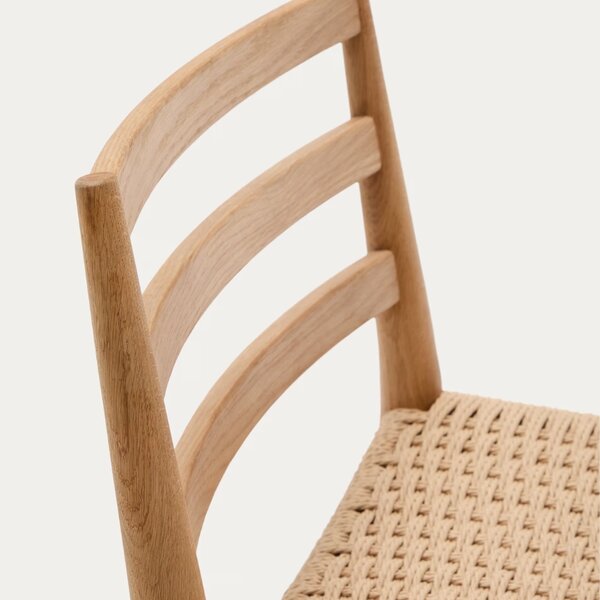Kave Home Dubová barová židle Analy 70 cm s výpletem