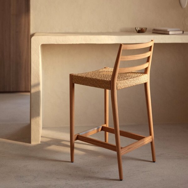 Kave Home Dubová barová židle Analy 70 cm s výpletem