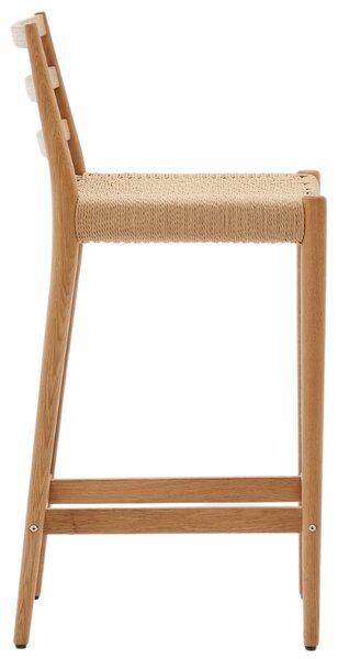 Kave Home Dubová barová židle Analy 70 cm s výpletem