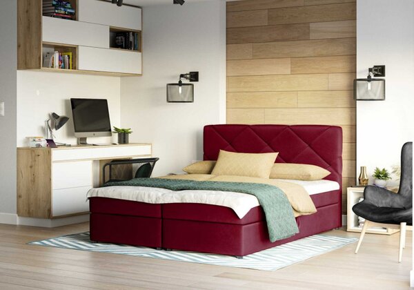 Manželská postel s prošíváním KATRIN 160x200, červená