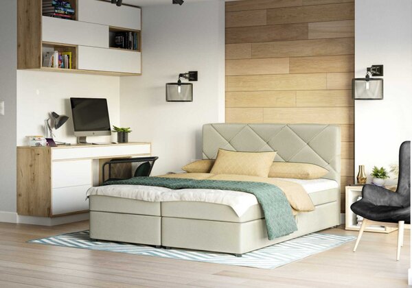 Manželská postel s prošíváním KATRIN 180x200, béžová
