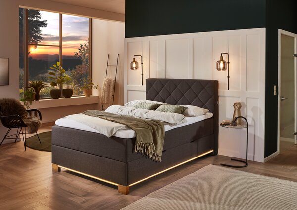 POSTEL BOXSPRING, 140/200 cm, antracitová Xora - Jednolůžkové postele, Online Only