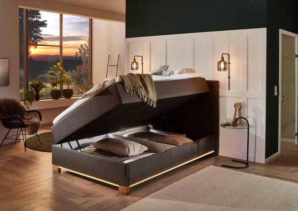 POSTEL BOXSPRING, 140/200 cm, antracitová Xora - Jednolůžkové postele, Online Only