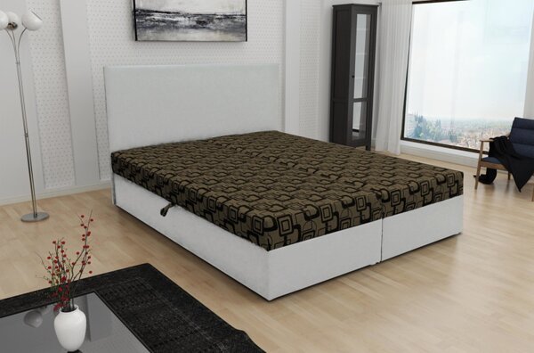 Odolná čalouněná postel s úložným prostorem DANIELA 140x200, bílá + hnědá