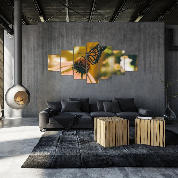 Obraz motýla na květině (210x100 cm)