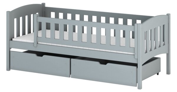 Dětská postel se zábranou GERTA - 90x200, šedá