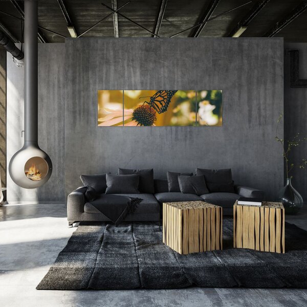 Obraz motýla na květině (170x50 cm)