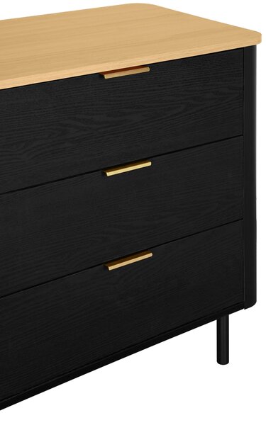 KOMODA, černá, barvy dubu, 73/75/40 cm Xora - Komody na nožičkách, Online Only
