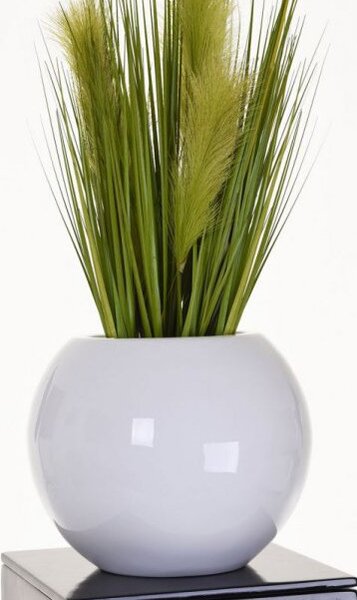 Květináč GLOBO 30, sklolaminát, Ø 30 cm, bílý lesk