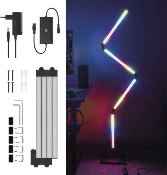 Emos ZCW34BR GO SMART - LED RGB stojací lampa v černé barvě, ovládání mobilní aplikací, LED 24W, max 175cm (Chytrá LED stojací lampa )