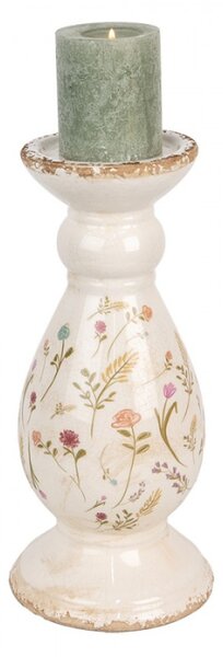 Keramický svícen s kvítky Floral Cartoon – 14x32 cm