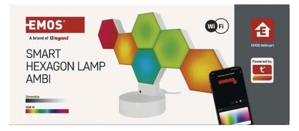 Emos ZIW426R GO SMART - LED RGB LED stolní lampa Hexagon bílá, 6 dílů, stmívatelná, WiFi, 5,5W (Chytrá LED stolní lampička)