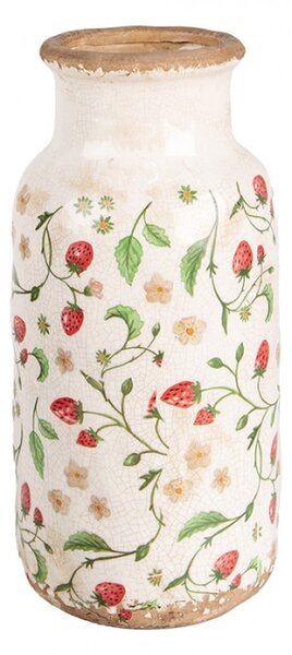 Keramická váza s dekorem jahod Bertjan / Wild Strawberries L – 15x32 cm