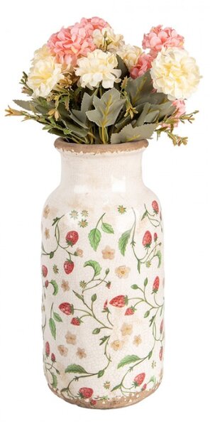Keramická váza s dekorem jahod Bertjan / Wild Strawberries L – 15x32 cm