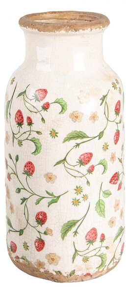 Keramická váza s dekorem jahod Bertjan / Wild Strawberries L – 15x32 cm