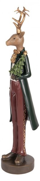 Vánoční dekorace figurka jelení muž se stromečkem - 9*9*37 cm - Clayre & Eef