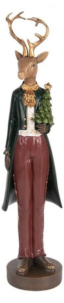 Vánoční dekorace figurka jelení muž se stromečkem - 9*9*37 cm - Clayre & Eef