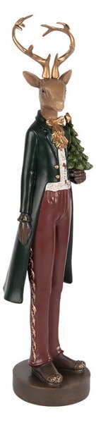 Vánoční dekorace figurka jelení muž se stromečkem - 9*9*37 cm - Clayre & Eef