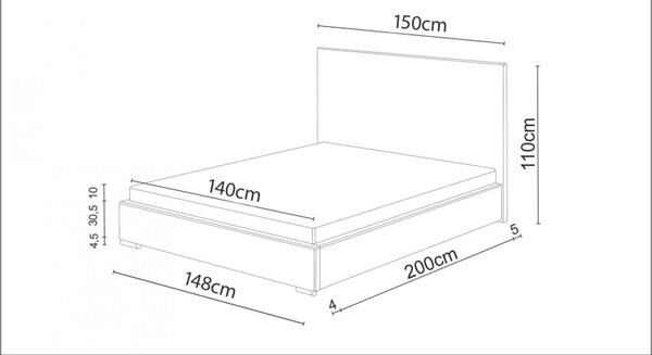 Manželská postel 140x200 FLEK 5 - růžová