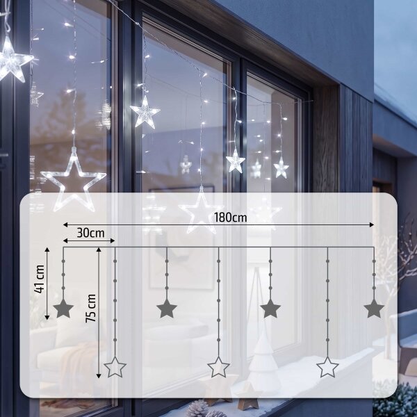BRILAGI - LED Vánoční venkovní závěs 77xLED/3xAA/USB 1,8m IP44 studená bílá