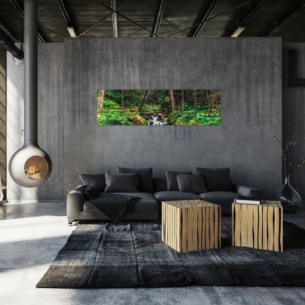 Obraz potoku v lese (170x50 cm)
