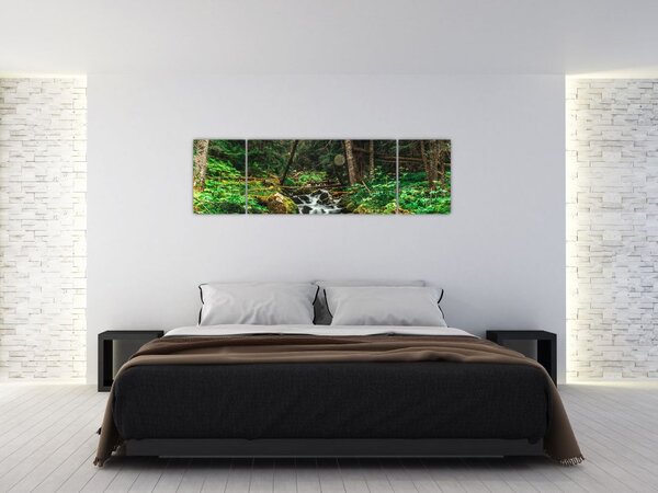 Obraz potoku v lese (170x50 cm)