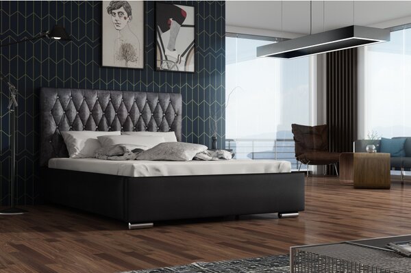 Designová manželská postel 180x200 SIRENA - černá / černá
