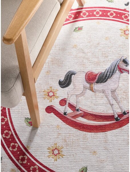 Červený kulatý koberec s vánočním motivem ø 160 cm Toy's Delight Rocking Horse – Villeroy&Boch