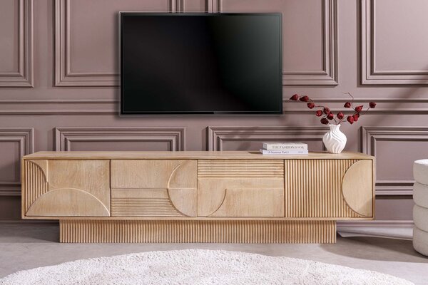 Televizní stolek ART DECO II NATURAL WHITE 200 CM masiv mango Nábytek | Obývací pokoj | Televizní stolky