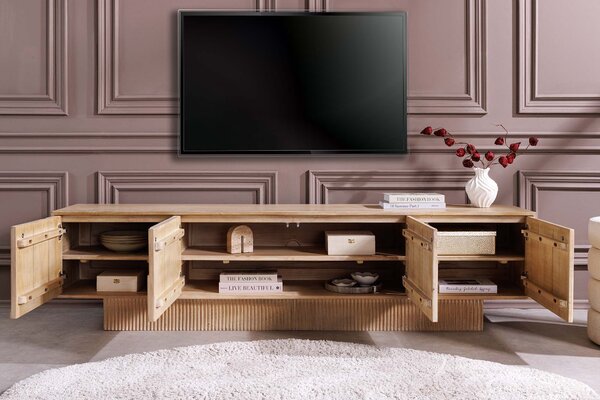 Televizní stolek ART DECO II NATURAL WHITE 200 CM masiv mango Nábytek | Obývací pokoj | Televizní stolky