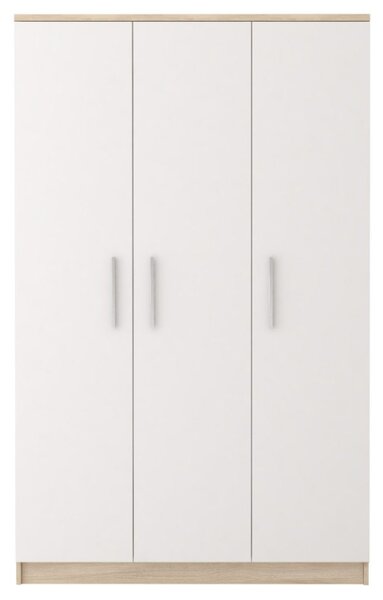 Třídveřová šatní skříň do dětského pokoje OLEG - šířka 120 cm, dub sonoma / bílá
