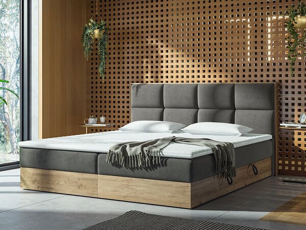 HezkýNábytek.cz Boxspring postel 160 cm Bolondra (zlatý řemeslný dub + soro 97). 1051070