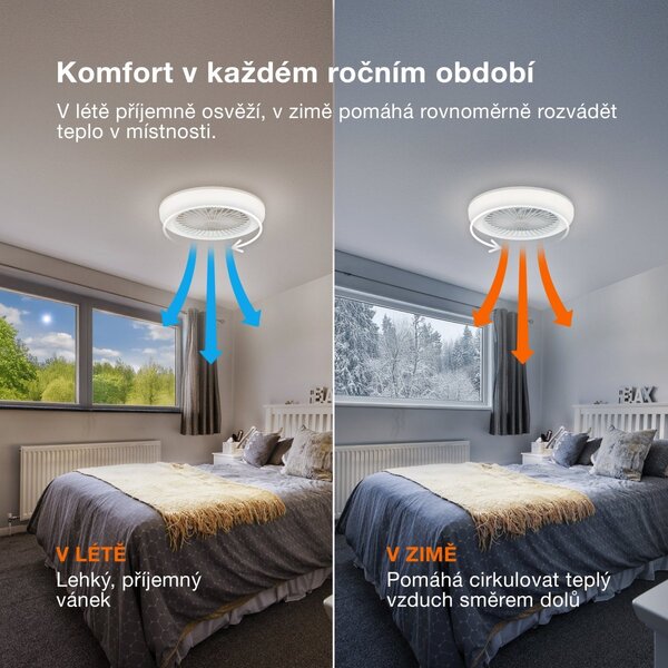 Stropní ventilátor Murlan 490 mm 43 W, laditelná bílá RGB