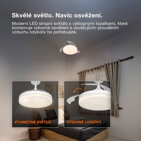 Stropní ventilátor Poniente 1060 mm 66 W, laditelná bílá