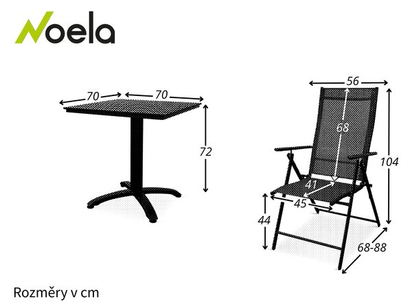 Noela Balkonový set Ristorante + 2x kovová židle Pia