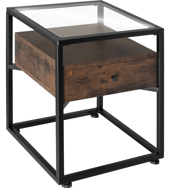 Tectake Noční stolek Preston 43x45x54,5cm - Industriální dřevo tmavé, rustikální