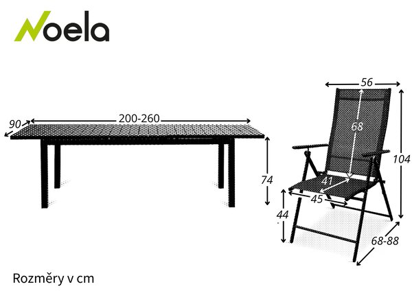 Noela Zahradní jídelní set Grande Lungo + 8x kovová židle Pia