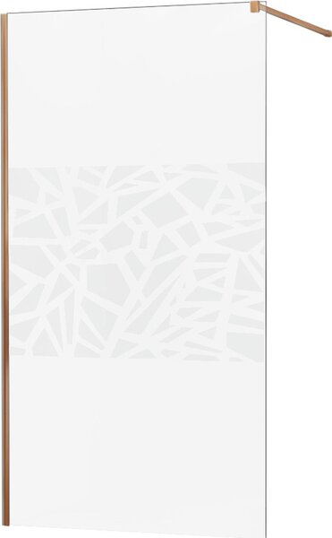 MEXEN - Kioto zástěna sprchová 70 x 200 cm, transparentní/ bílá /vzor 8 mm - růžově zlatá - 800-070-101-60-85