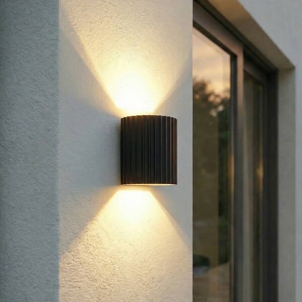 Lindby LED venkovní nástěnné svítidlo Ralino, černá, 2 svítidla, IP65, Černá, Hliník, Moderní